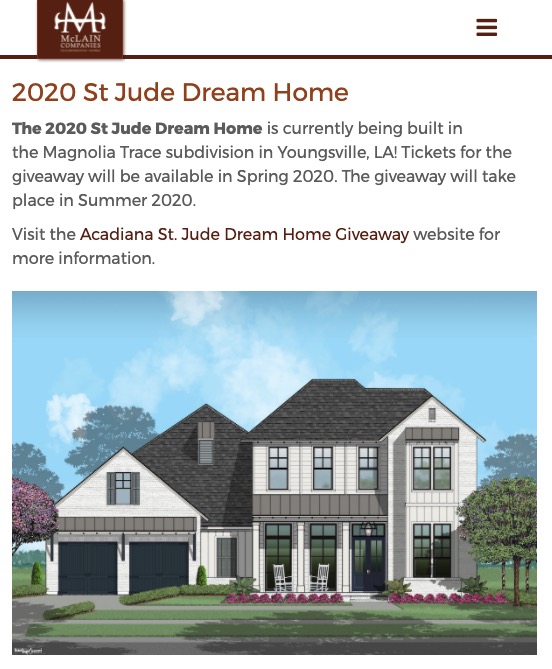 st. jude dream home landing page