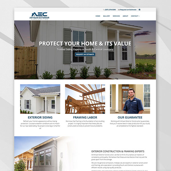 Artisan Exteriors Website Design