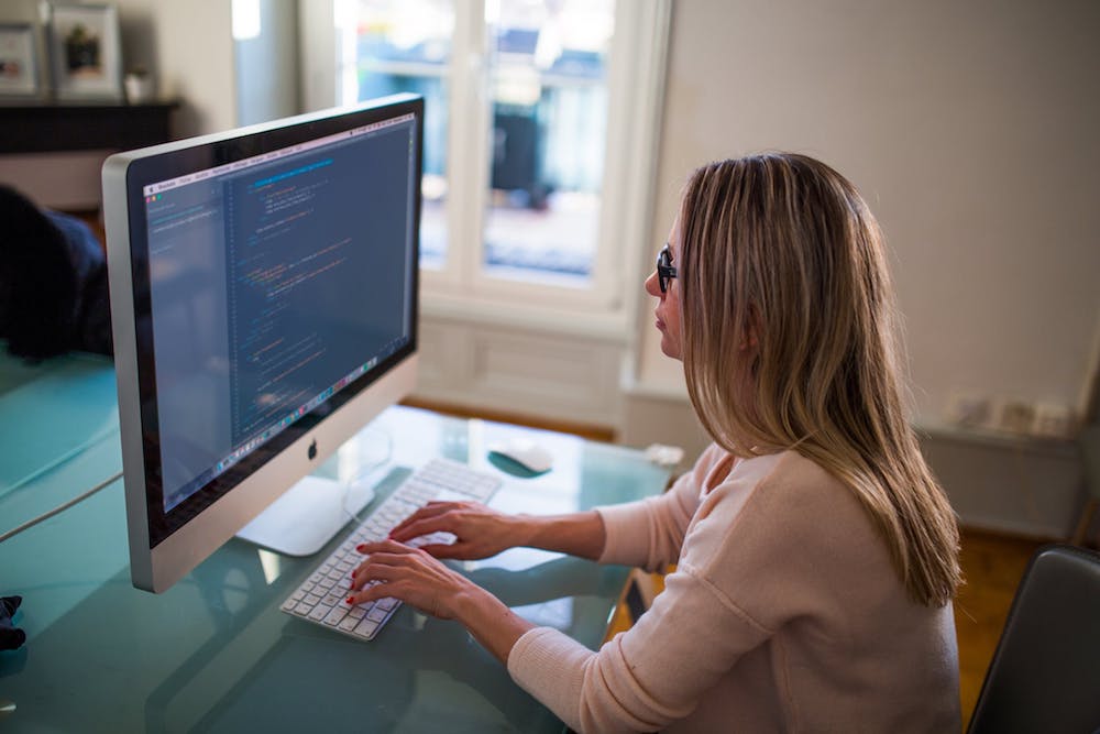 woman typing